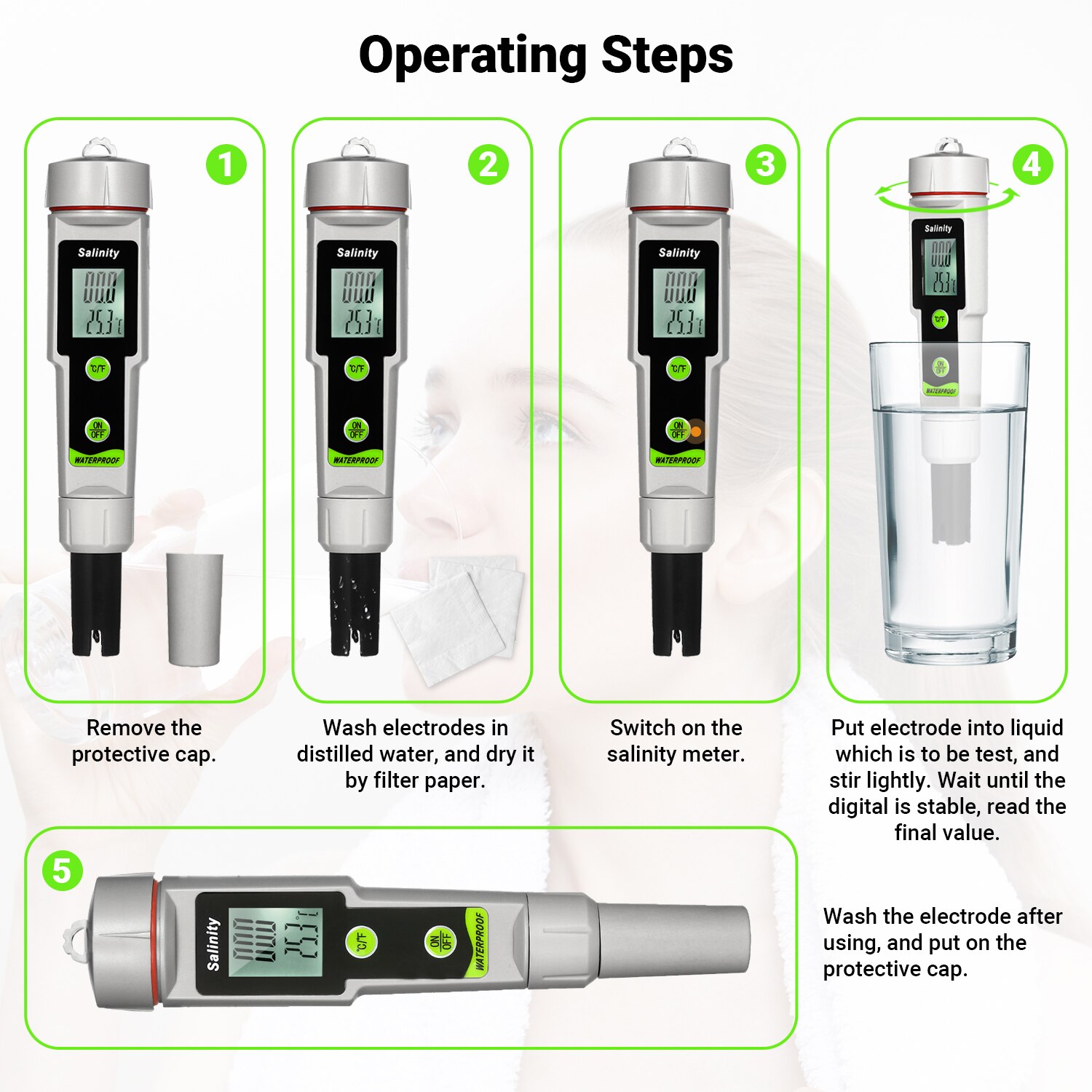 Digital Salinity Tester Salt Meter 2in1Temp Salinometer Salty Testers Marine Salinity Pool Testing Salinometer Temperature Gauge