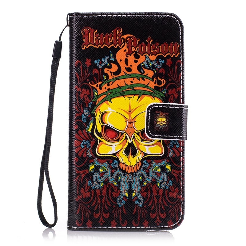 Funda de cuero con tapa para Huawei, carcasa suave tipo billetera para Huawei Y5 II 2 Y5II / Y6 ii Compact CUN-U29 CUN-L21, Honor 5A CUN-L01 CUN U29 L21: skull