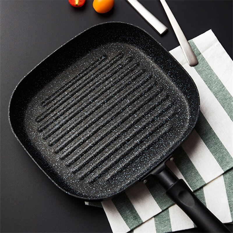 22*24Cm Steak Koekenpan Ontbijt Omelet Home Non Stick Lange Handvat Anti-Kras Coating Koken Gereedschap keuken Benodigdheden: black X1