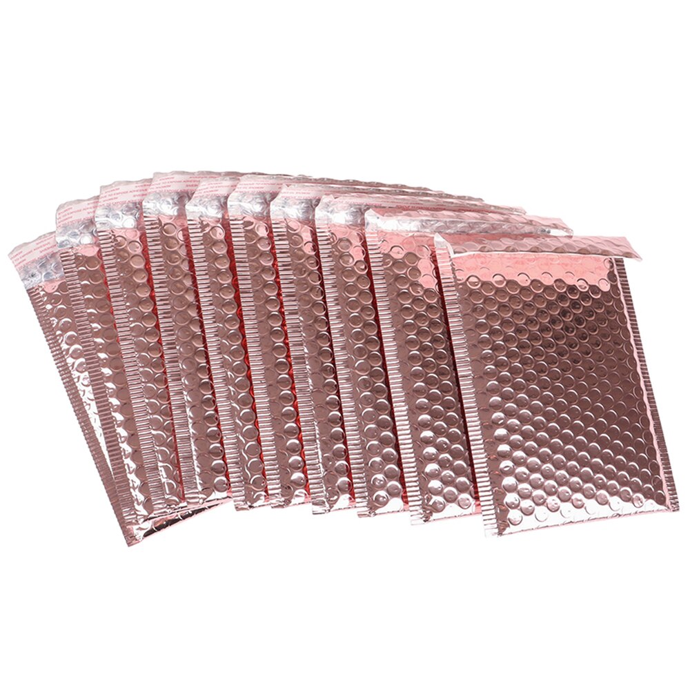 10pcs Rose Gold Bubble Envelop/Rose Gold Foil Bubble Mailer for Packaging & Wedding Favor Bag&Mailing Envelopes