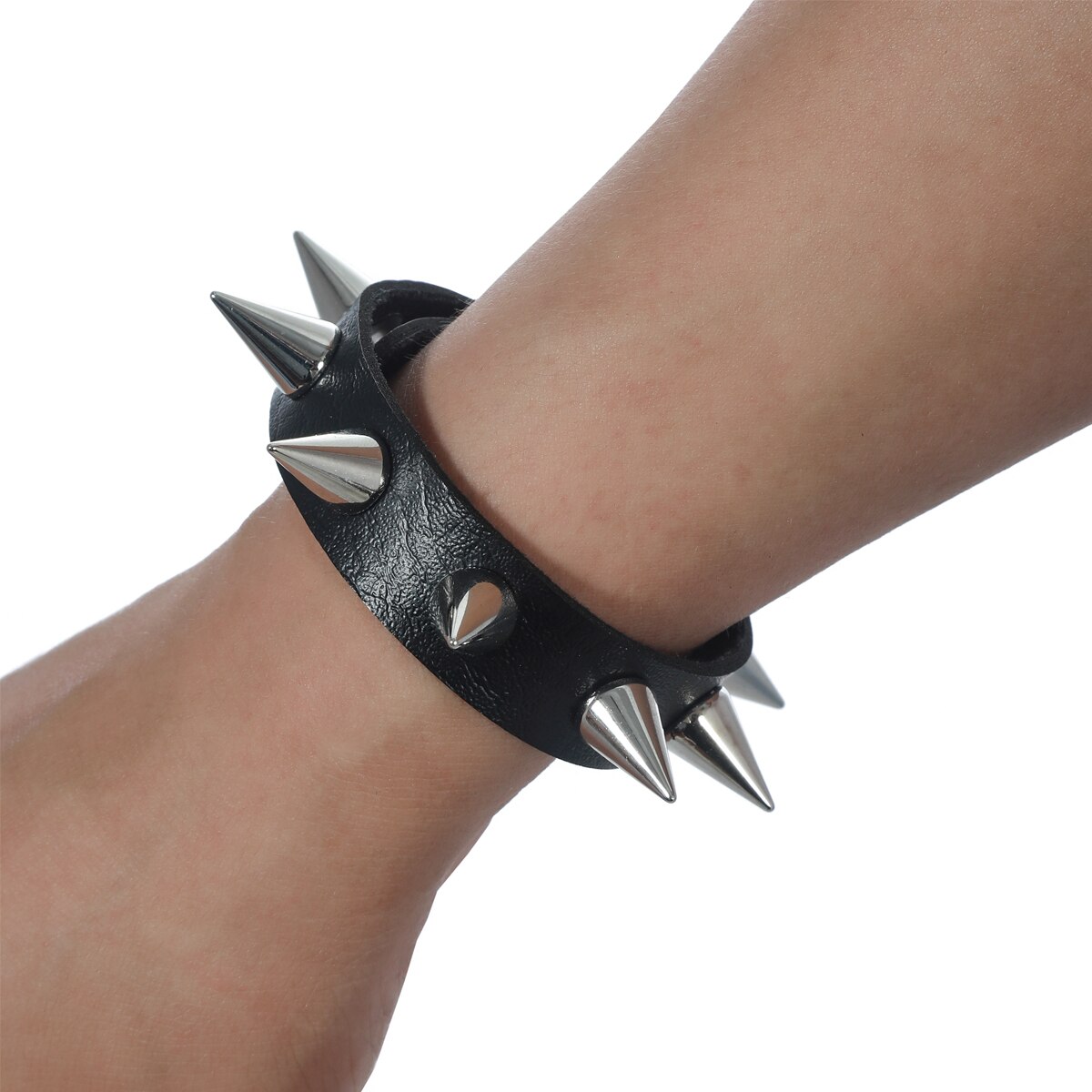 Imitación cuero Punk pulsera para hombres y mujeres con pinchos brazalete Goth joyería Cosplay Emo Ropa Accesorios