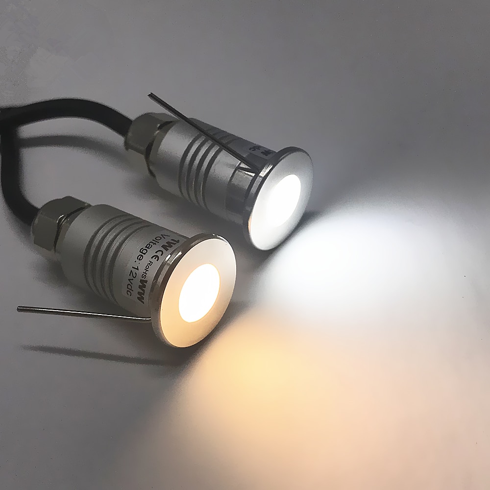 Luz subterránea 1W Mini iluminación enterrada DC12V impermeable IP67 cubierta de escalera lámpara de jardín Luz de esquina de pared luces 6 uds con controlador