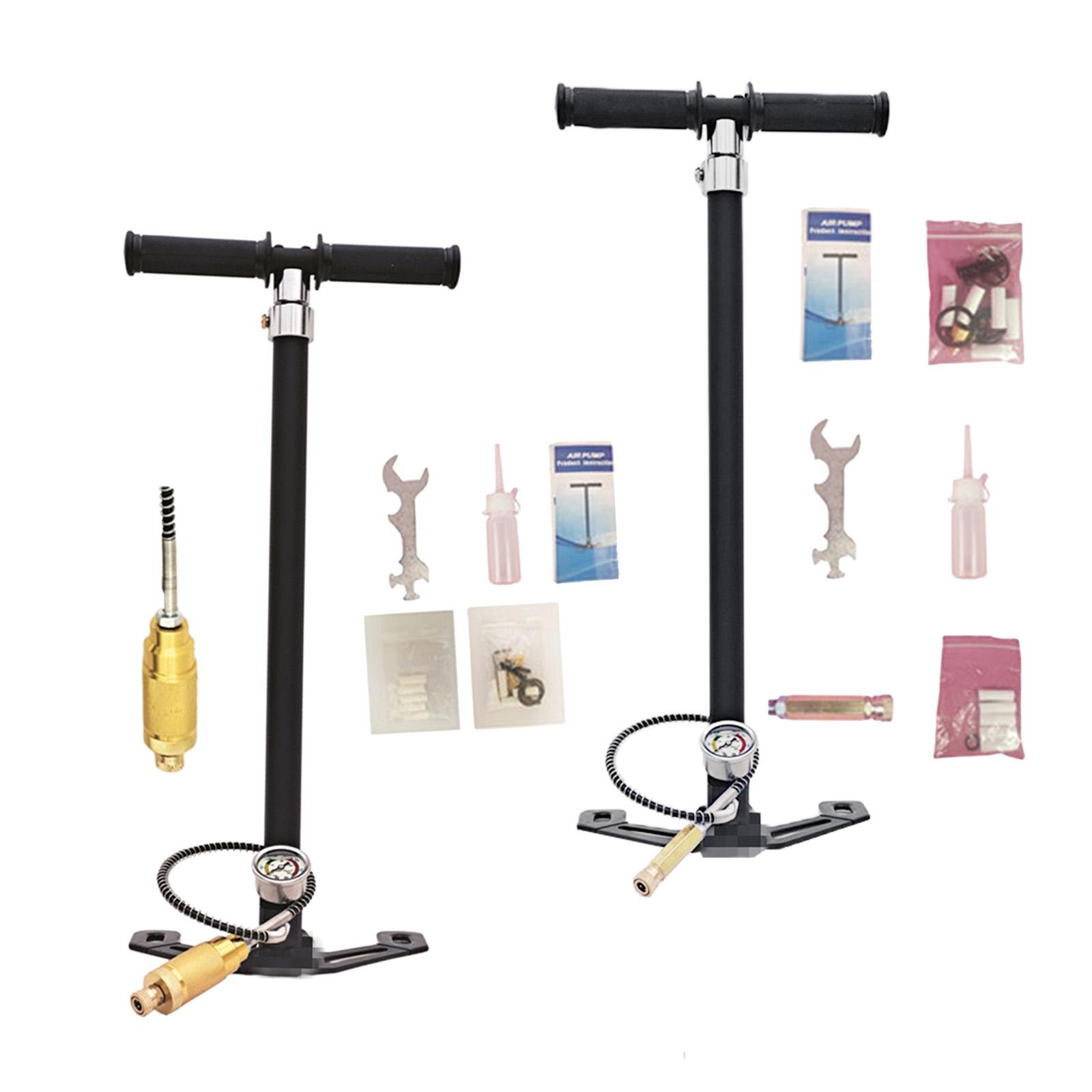 Portable High Pressure Shock Pump Shock Pump Bicycle Pump with Gauge Durable T-Handle 1Pcs for Bicycle Sport Motorcycles