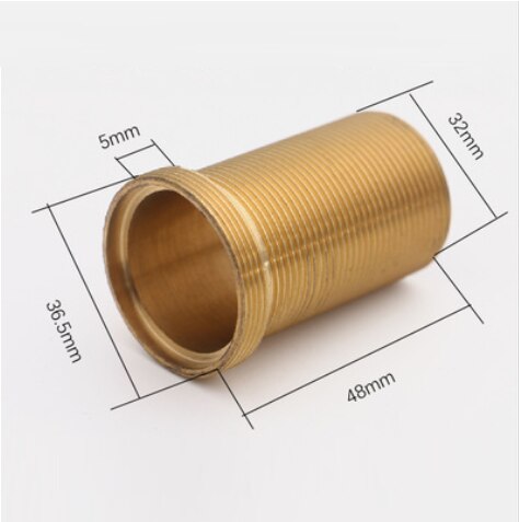 10Pcs/Lot Solid Brass Full Threaded Pipe Fitting Faucet Nipple Extension 32mm 37mm Reducer: 32to37MM L48MM