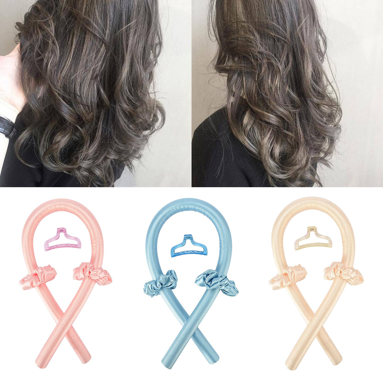 Varilla rizadora sin calor, rizador de pelo, herramientas para estilizar el cabello, rizos, cinta para dormir, cinta para cabello suave