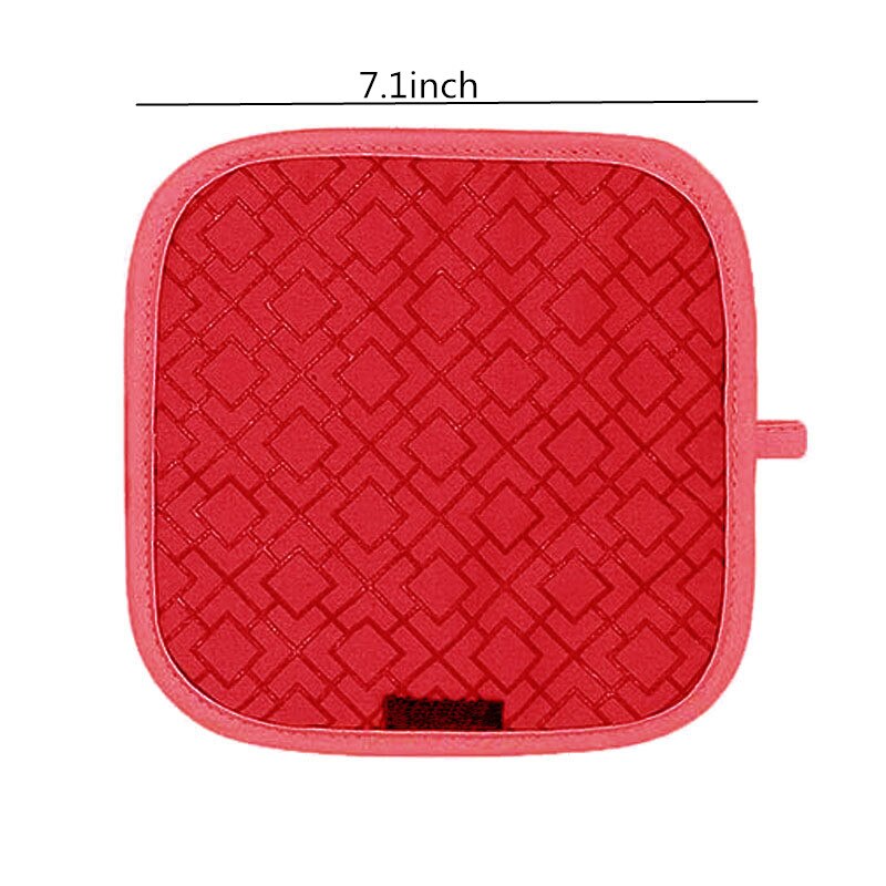 3 In 1 Pot Houders Badstof Lus Katoen Pot Houders Doek Handschoenen Pocket Pot Kussen Mat Keuken tool Anti-Slip Pads: Red-1pc