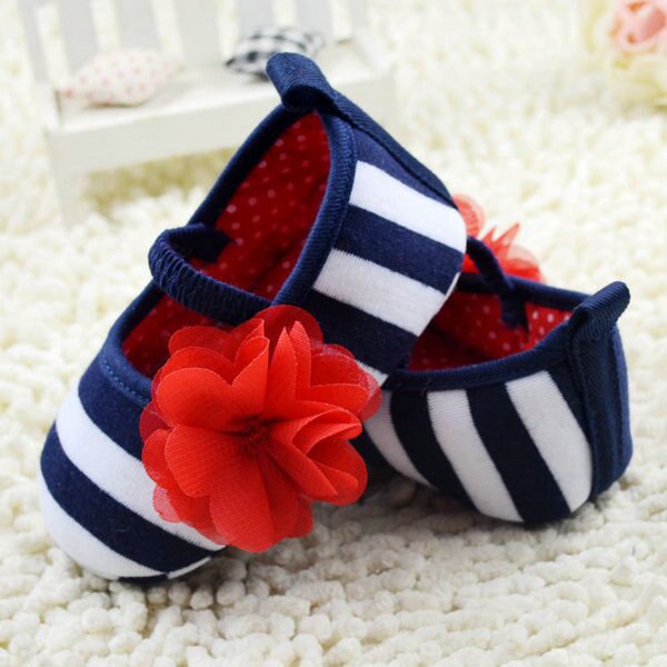 Toddler stripe blomst krybbe sko bløde sål kid piger baby sko prewalker: 1