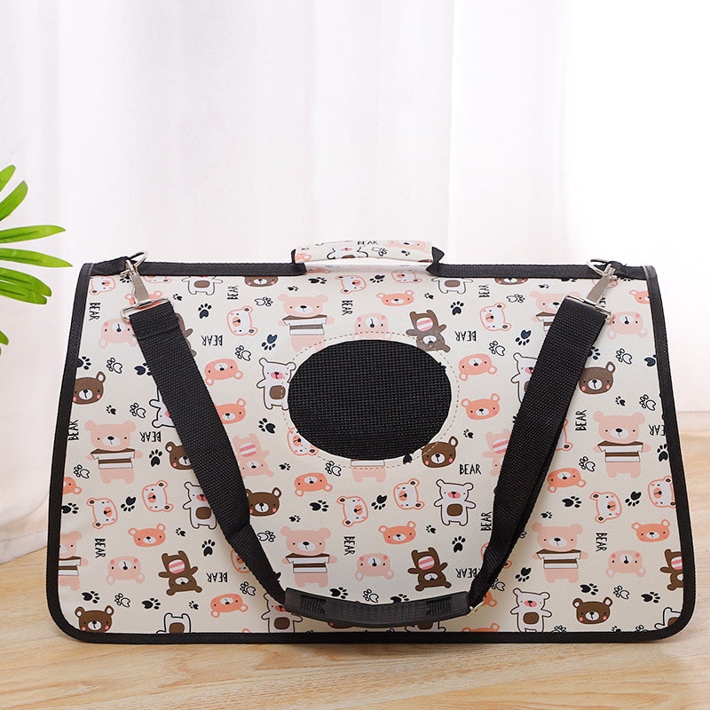Cat Backpack Small Oxford Cloth Pet Bag Carrier Accessories Transporter Cage Dog Car Supplies Goods For Animals Travel Products: Beige Bear / 52x22x29cm