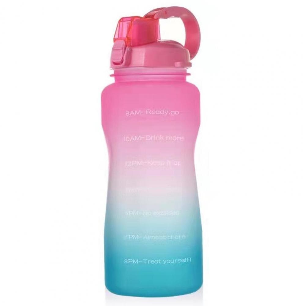 Tirtan 2L Stylish Outdoor Water Bottle Tasteless Kettle Time Marker for Fitness:  Pink  Green