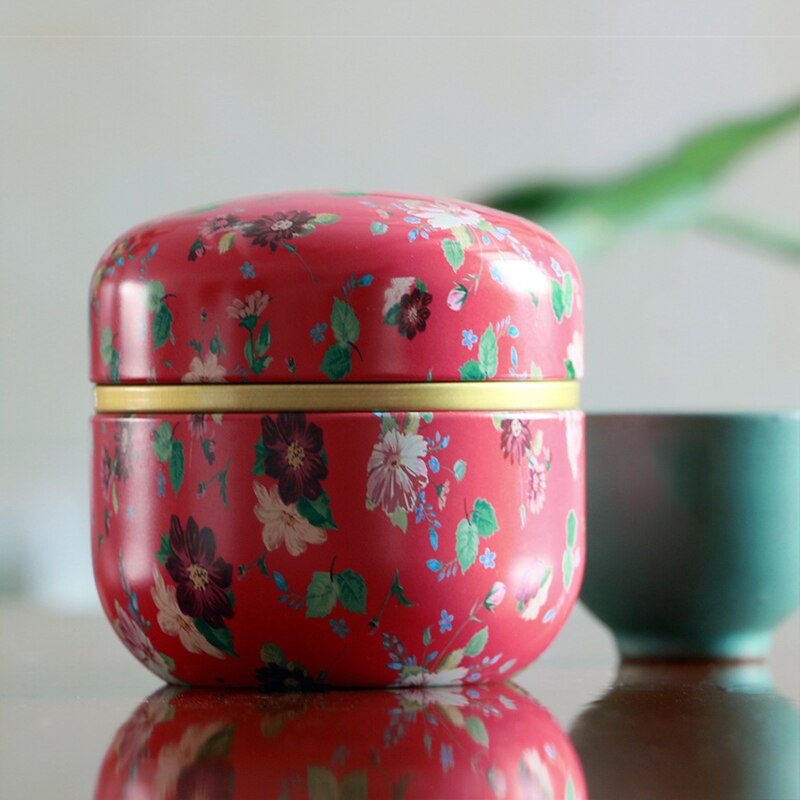 Mini caja de almacenamiento de dulces de té y café de lata de flores, caja redonda de Metal hermética, contenedor de recuerdo de de boda, caja de de té caddy