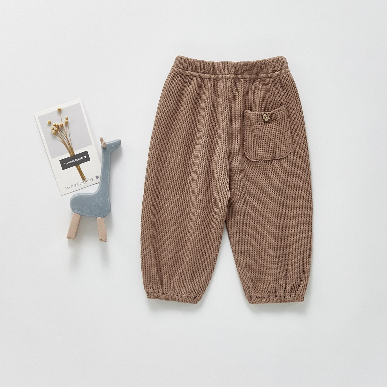 Baby Casual Broek Jongens En Meisjes Wafel Buitenlandse Stijl Peuter Broek Voor Buitenste Dragen Effen Kleur Met Zakken