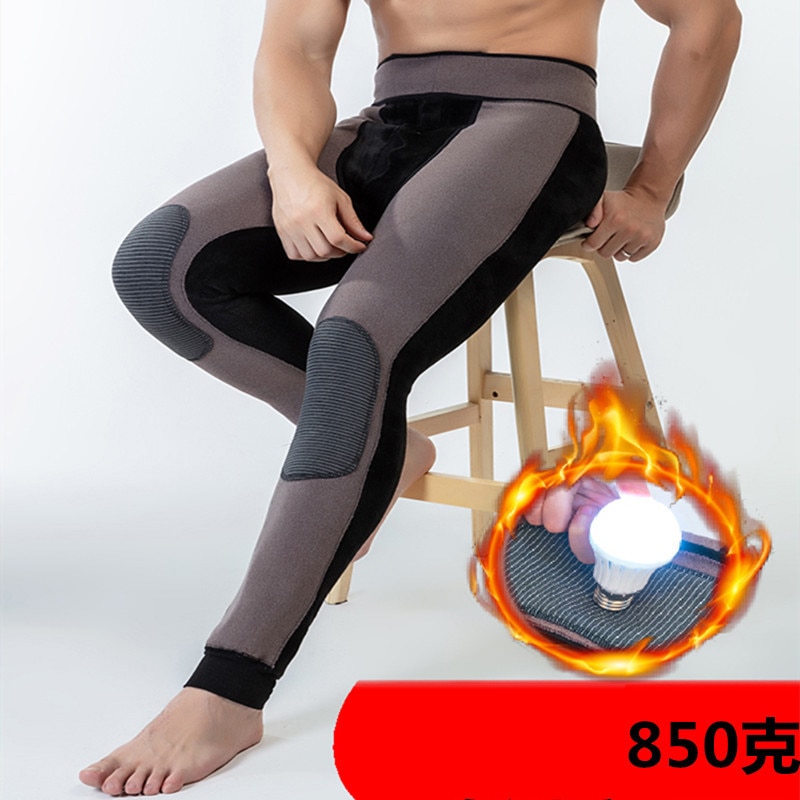 Talvi lämpimät housut miesten yksiväriset lämpimät legginsit miesten plus sametti paksu polvisuojat puuvilla mukava lämpö alusvaatteet bo