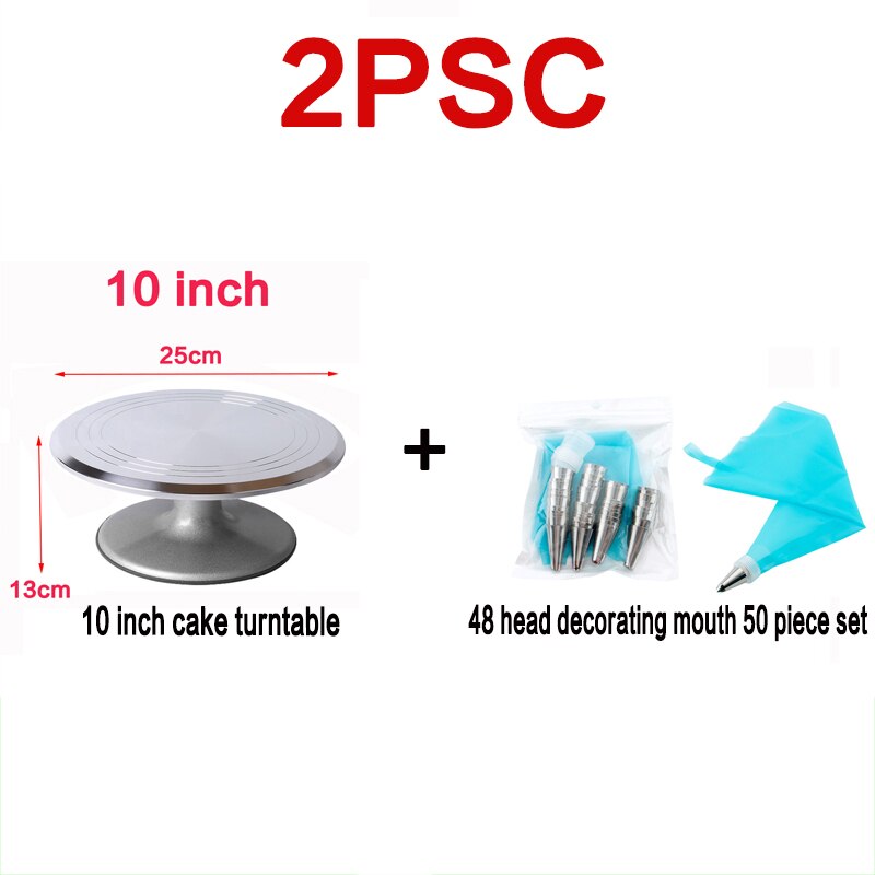 Birthday Cake Turntable Set 10 Inch 12 Inch Turntable Decorating Non-slip Silicone Mat Baking Cake Turntable: 10 inch set