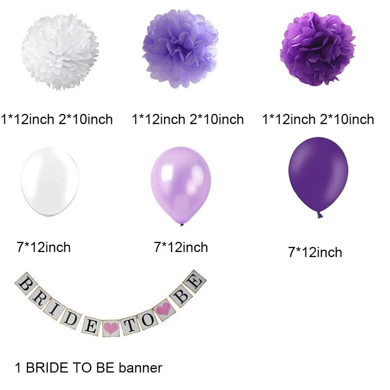 Brude til at være bryllupsfest dekorationer lavendel lilla latex ballon banner papir pom-poms blomster jubilæum forsyninger
