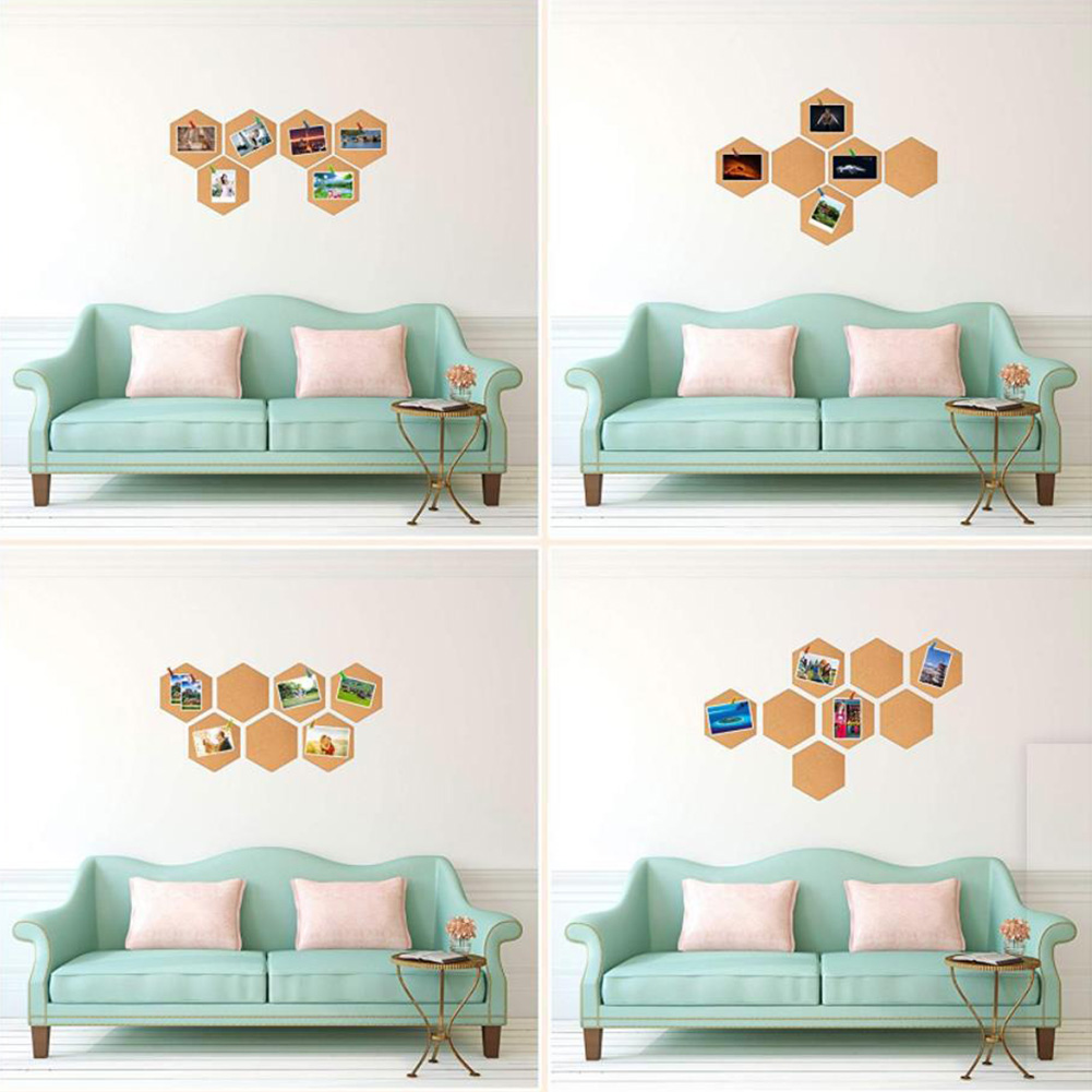 Marco hexagonal autoadhesivo para pared de oficina, tablero de corcho para dibujo, tablón de corcho, decoración de anuncios para el hogar, 4 piezas