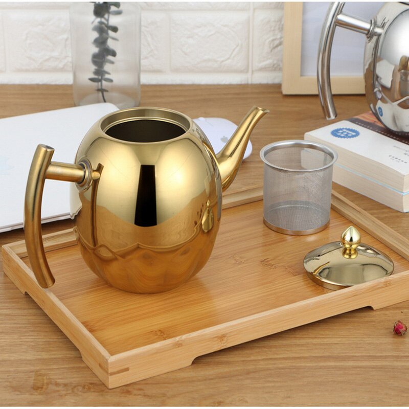Stainless Steel Tea Pot Coffee Pot With Filter Hotel Restaurant Induction Cooker Tea Kettle Water Pot 1L/1.5L