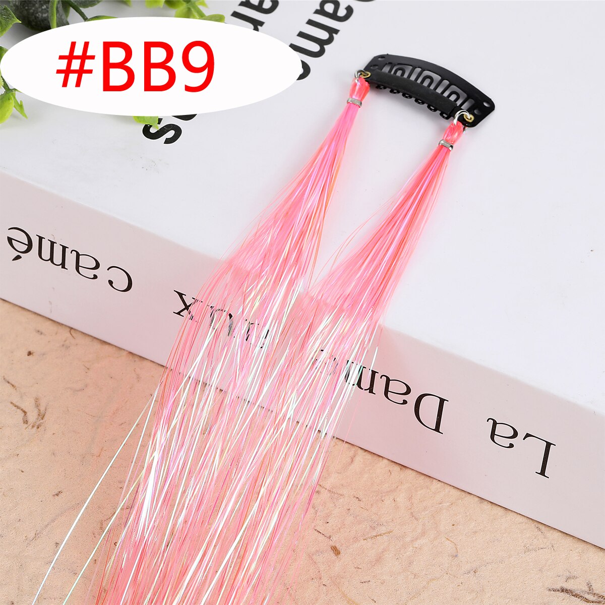 20 Colors Long Straight Hair Tinsel Bright Hair Extention Glitter Clip Hairpiece Sparkling Shiny Clip In Hair Tinsel Tools: 1pc colorBB9