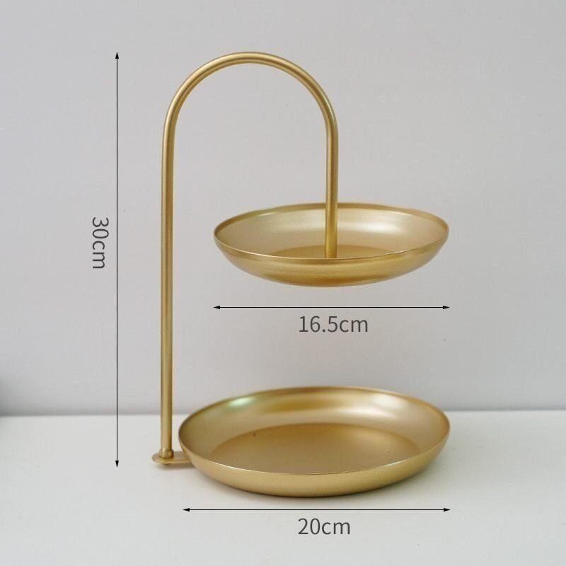 2-tier cake stand wedding plate party tableware baking tray plastic tray display stand jewelry storage tray baptism dinner set: Golden