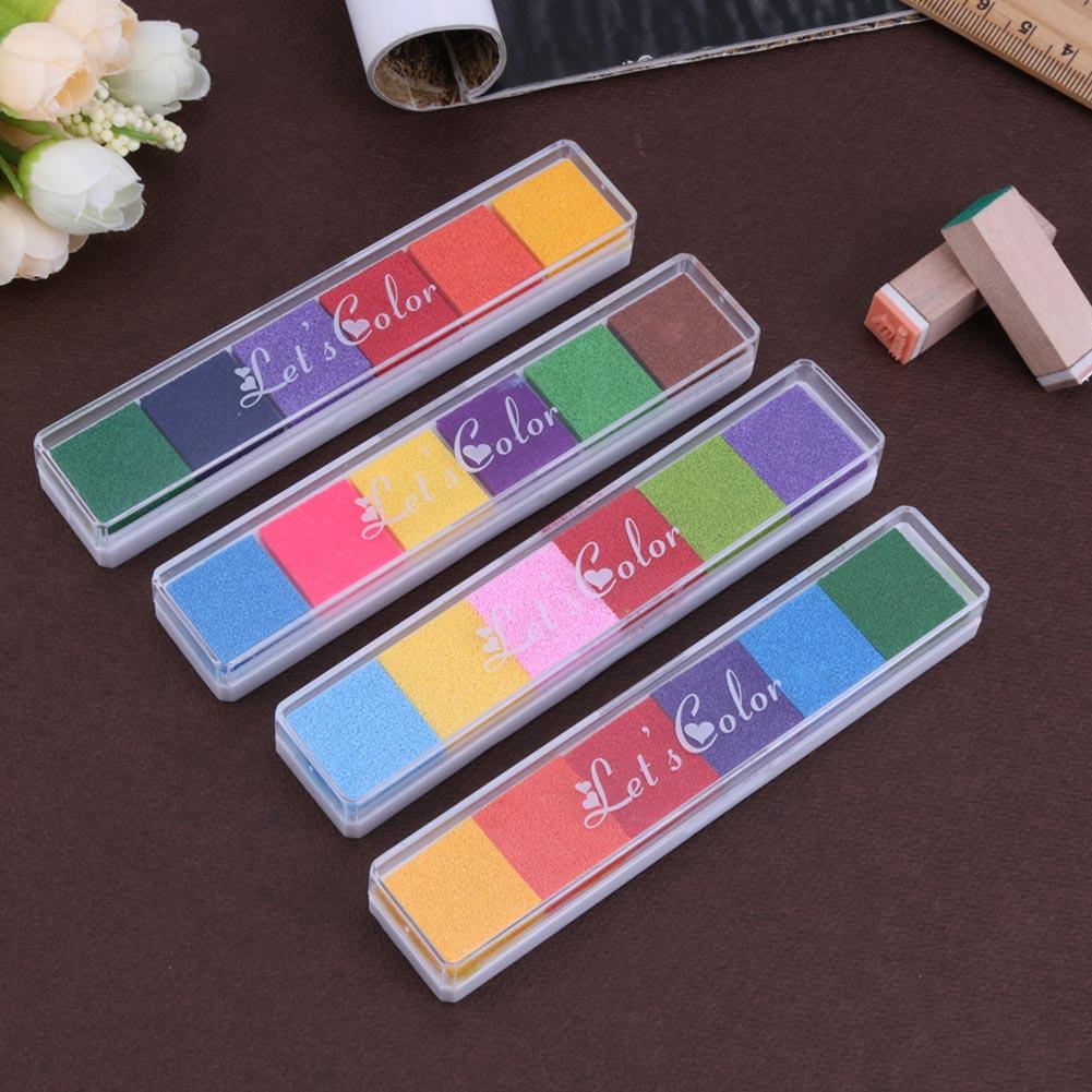 6 Kleuren Vingerafdruk Stempelkussen Inkt Stempelkussen Kleurrijke Craft Stempelkussens Diy Vingerafdruk Scrapbooking Decoratie Afdichting Postzegels Ink Pad