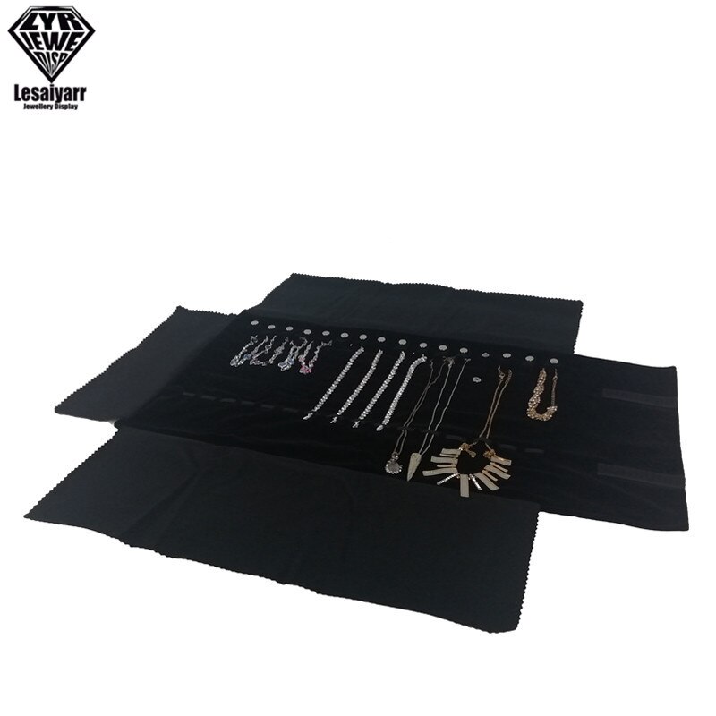 Jewelry Roll Bag Organizer - 55x29x1cm - Velvet - Foldable Travel Necklace Display Case