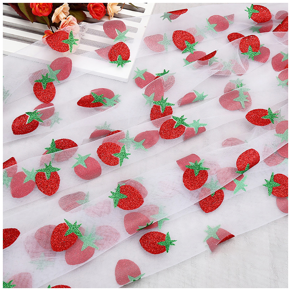 Modieuze Aardbei Tule Stof Gedrukt Mesh Stof Bruiloft Stof Voor Naaien Jurk Meisje Tule Rok 50cmX160cm: 6