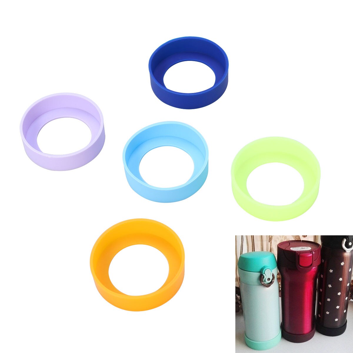 5 stk silikon varmebestandig koppematte vannflaskeholder isolasjonsmatte sklisikker kopp kruscoaster 65mm ( tilfeldig farge)