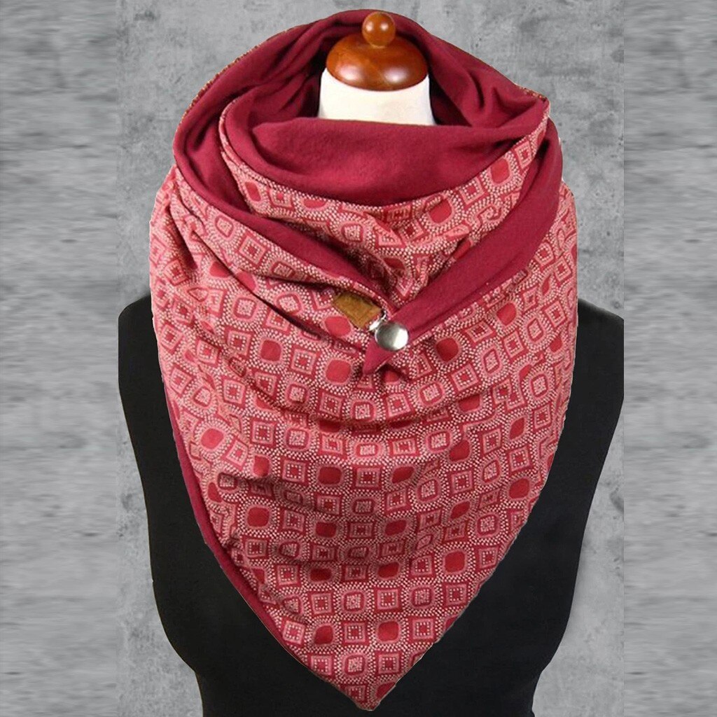 40#Women Warm Scarves Printing Button Soft Wrap Casual Shawls Women Malaysia Cotton Thermal Scarf Chaqueta Pelo: A
