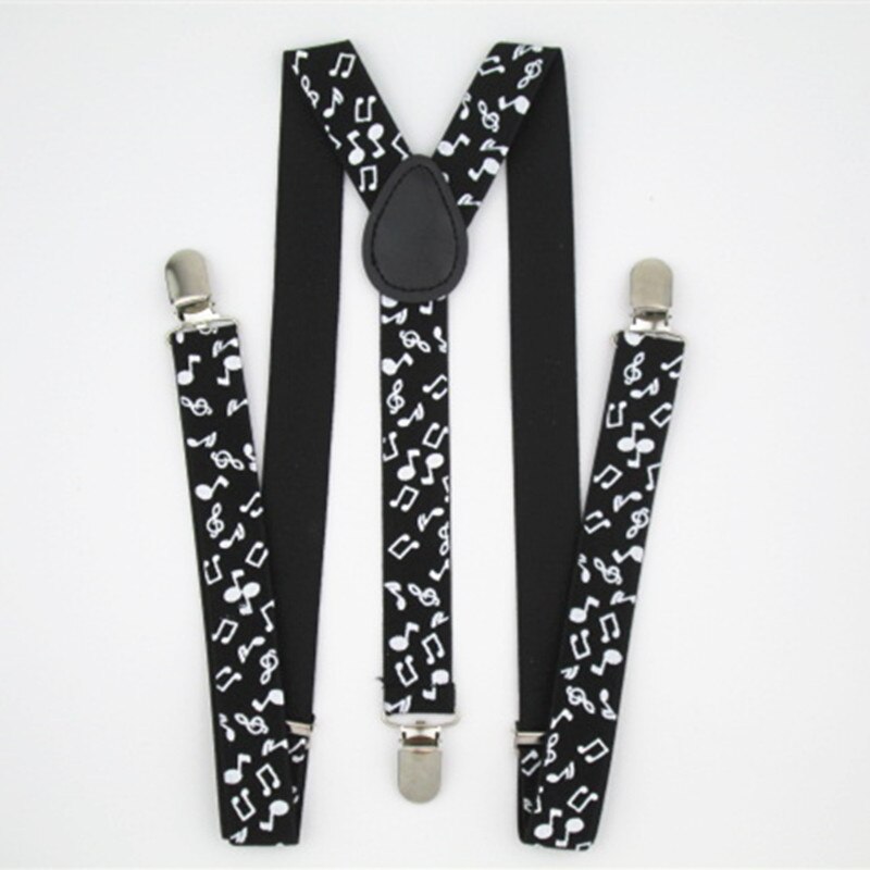 BD018-L Size Heren Modieuze 1 Inch Breed Zwart Wit Muzieknoot Jarretel Vrouwen Brace: Default Title