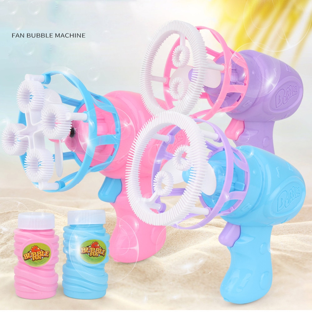 Funny Automatic Bubble Blower Fan Electric Bubble Machine Outdoor Kids Toys Game Gun with Mini Fan Kids Outdoor Toys Wedding