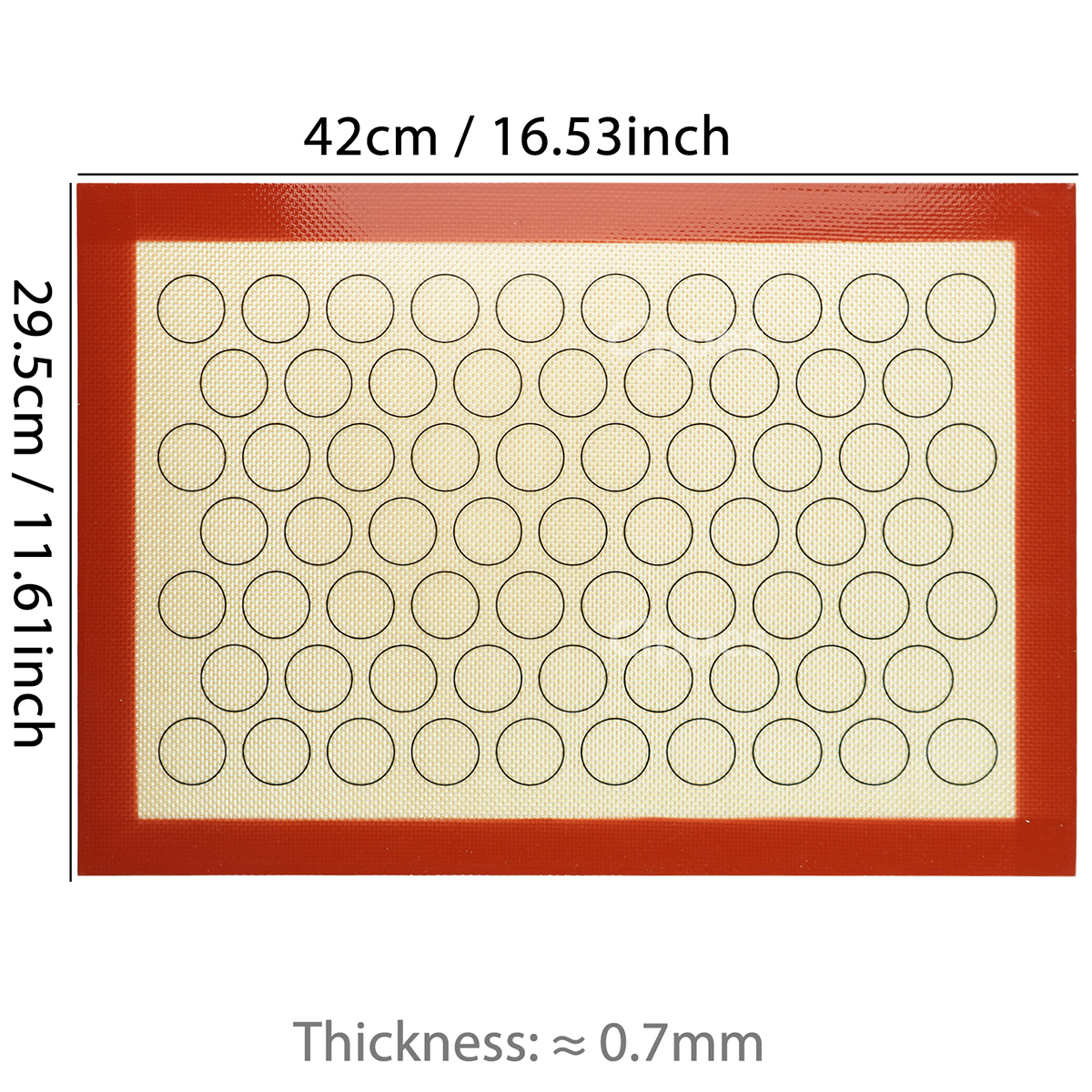 Silicone Baking Mat for Oven, Reusable Non Stick Heat Resistant Bakeware Sheets Liner, Baking Tools for Cookie Macaron Pastry: Red