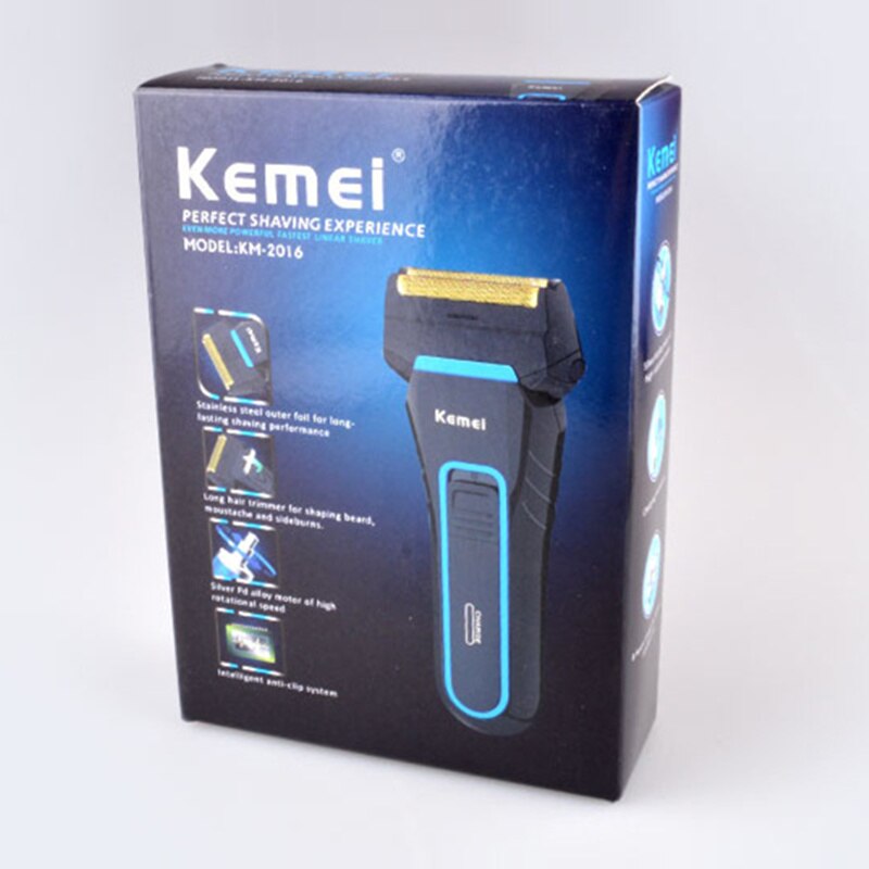Kemei elektrisk barbermaskine til mænd genopladelig barbermaskine udskiftning barbermaskine skægtrimmer trådløs skæremaskine 40d km: Med kasse