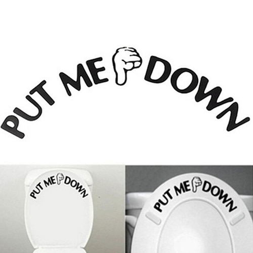 Sjovt sæt mig ned toiletsæde mærkat tegn gestus hånd mærkat badeværelse påmindelse om at rense citat ord