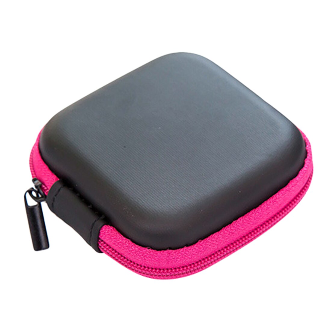 Mini Rits Hard Headphone Case Draagbare Oordopjes Pouch Box Pu Leer Oortelefoon Opbergtas Beschermende Usb Kabel Organizer: red