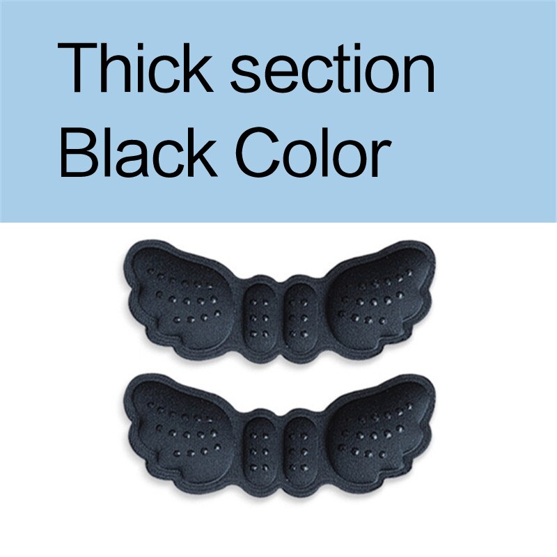 1 paire de semelles intérieures de talon papillon, autocollants pour chaussures à talons, longueur de chaussure, coussinet de talon, soins des pieds, anti-abrasion, coussinets de talon à maintenir au courant: Noir épais