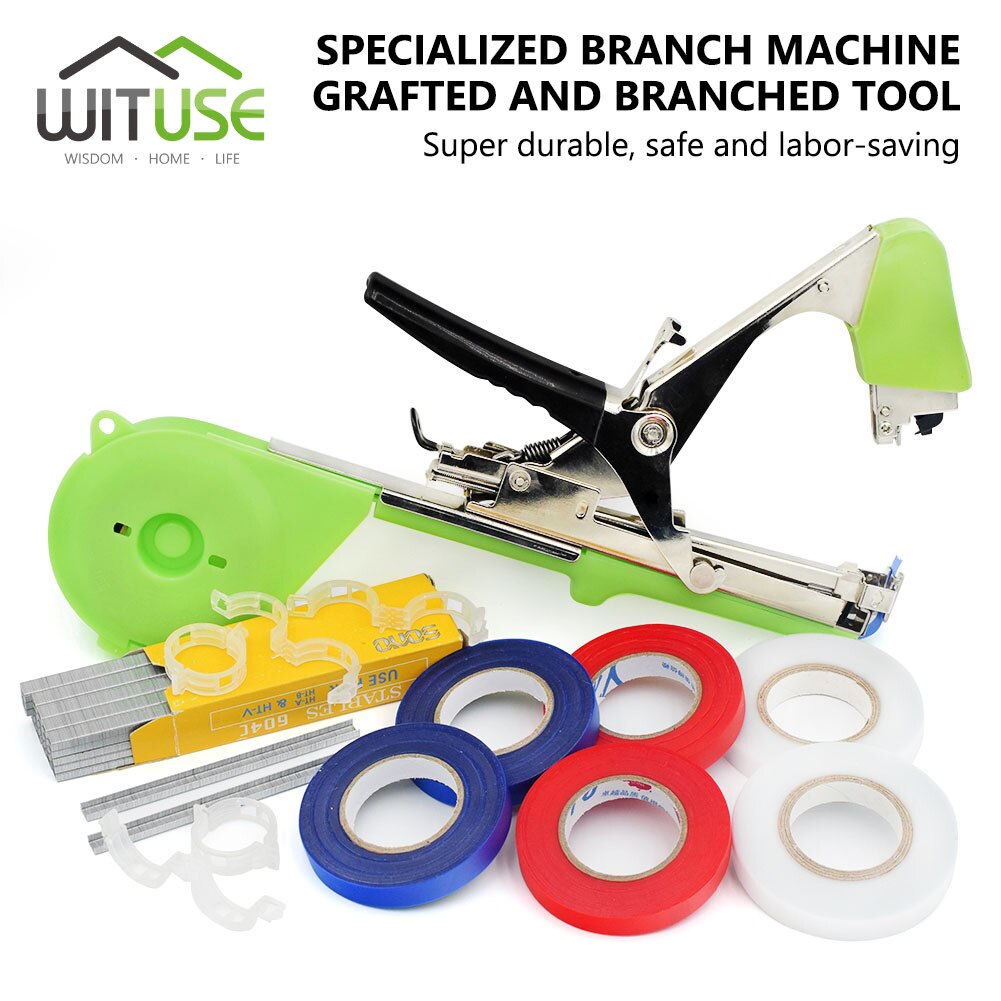 Plant Branch Hand Tying Binding Machine Flower Vegetable Garden Tools Fruit Tapener +Tapes+Staples Garden Vine Fixing Tapetool