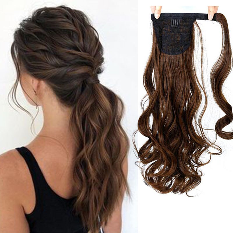Xuanguang 24 pulgadas de largo pelo rizado pelo sintético pelo Cola de Caballo extensión de pelo de alta temperatura de fibra