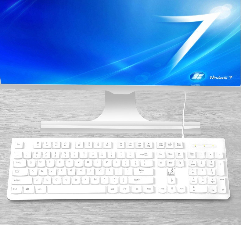 Keyboard Wired Office Keyboard, 104 Keys USB Ergonomic Wrist Rest Keyboard for Windows PC Gamer Desktop, Computer (Black/White)