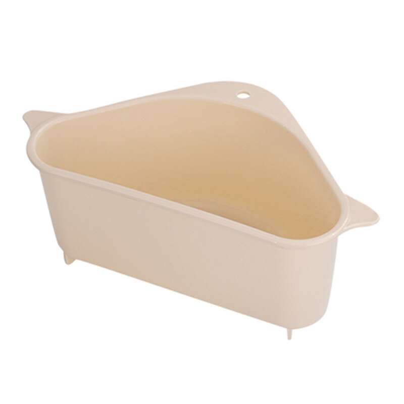 Küche Spüle Dreieck Ablauf Regal Obst Gemüse Abtropffläche Schwamm Gestell Lagerung Korb Saugnapf Multi-gebrauch Sinken Filter Sieb: Beige