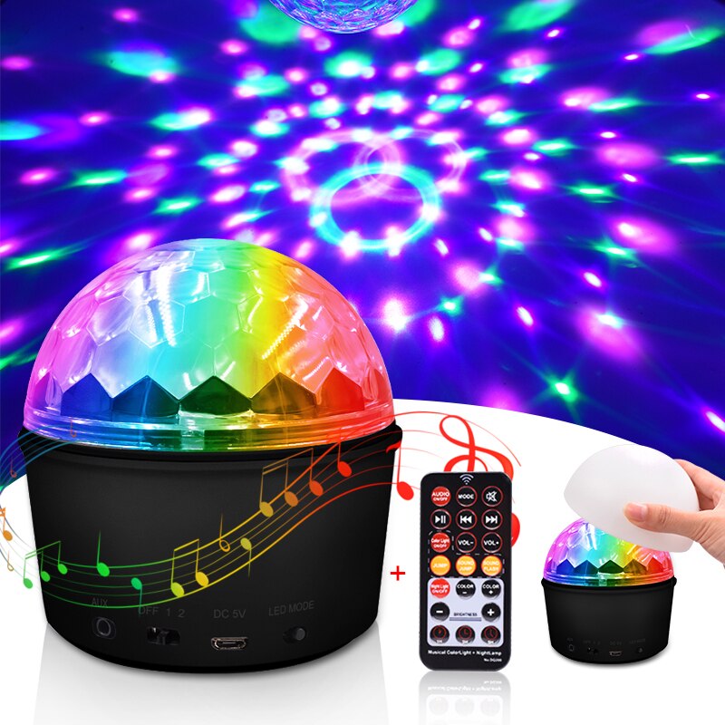 LED Disco Bal Lichten 9 Kleuren 9W Magic Projector Stage Licht Club lamp Effect Mini Draadloze Bluetooth Speaker met remote