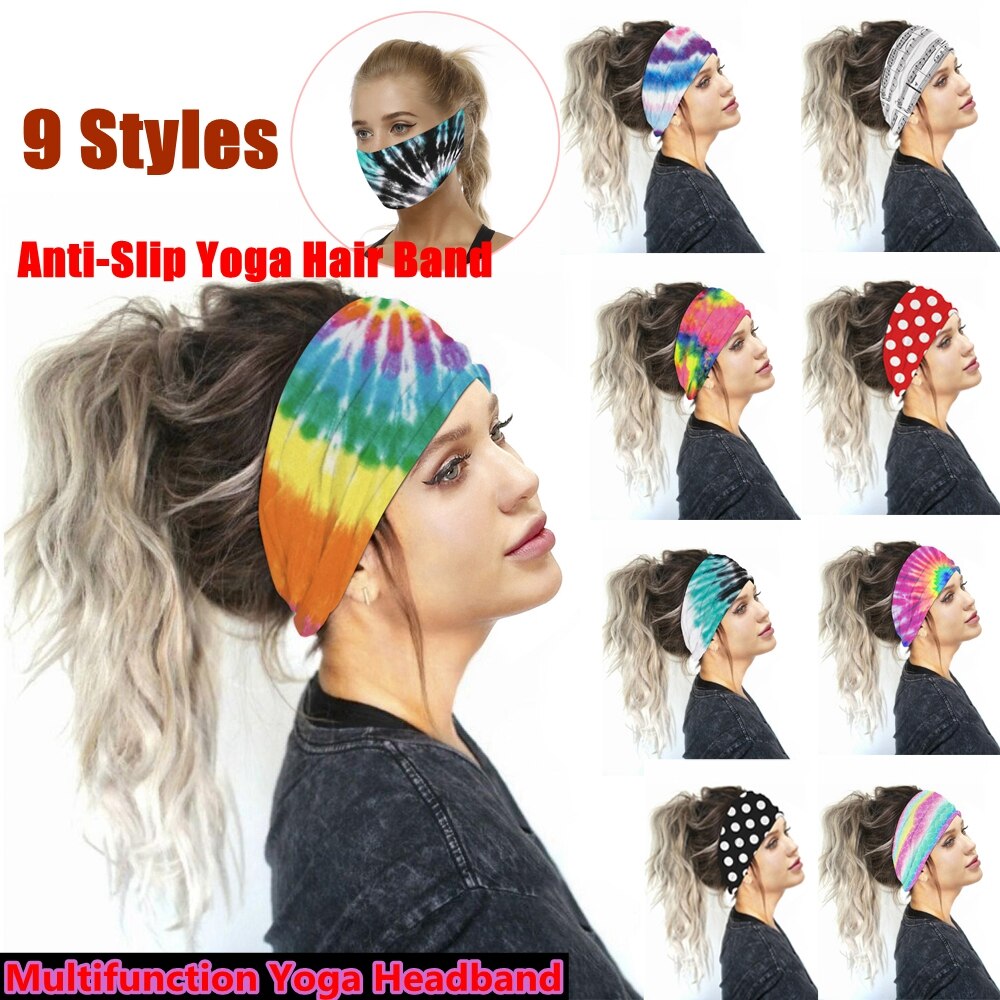 Kvinder tie-dye print yoga hårbånd hurtigtørrende sport boho hoved tørklæde svedabsorberende turban elastisk bomulds pandebånd