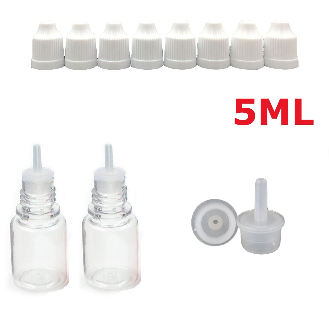 50PCS X 3ML-100ML PET Clear Dropper Bottles Empty Plastic Juice Eye Liquid Refillable Containers with Black Caps Dropper Tips
