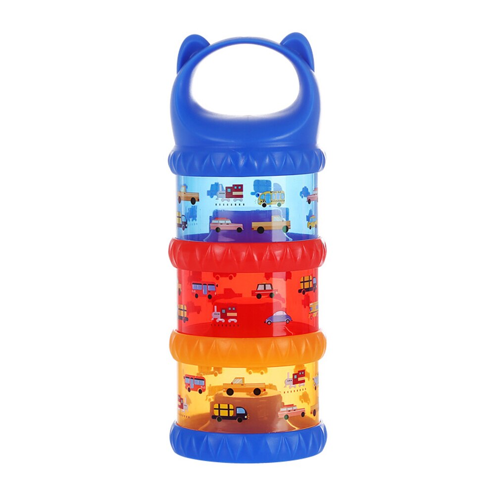 Mugoyrt 3 Layers Cute Portable Baby Food Storage Box Essential Cereal Cartoon Infant Milk Powder Box Toddle Snacks Container: Blue
