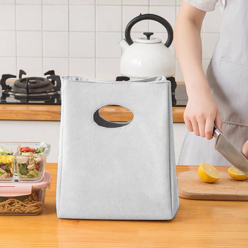 Pomarańczowy list płótno Unisex izolowana torba na Lunch torba z grubej bawełny zagęszczony Unisex wielokrotnego użytku piknik biurowy przenośna torba do przechowywania żywności: L 001 (white)