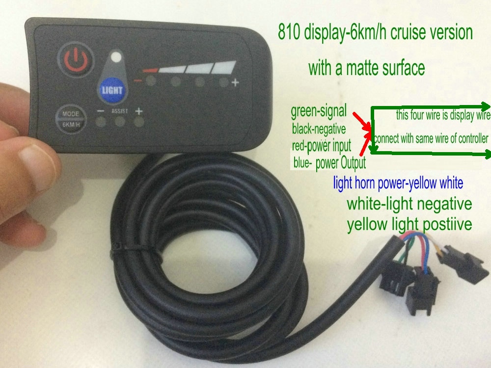 24v36v48v250w350w controller & led display control panel met 6 KM/H cruise & licht schakelaar knop elektrische fiets scooter deel