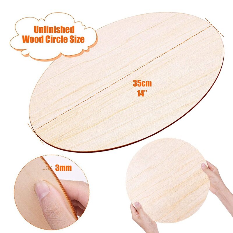 Retail Round Wood Discs for Crafts,5 Pack 14 Inch Wood Circles Unfinished Wood Wood Plaque for Crafts,Door Hanger,Door