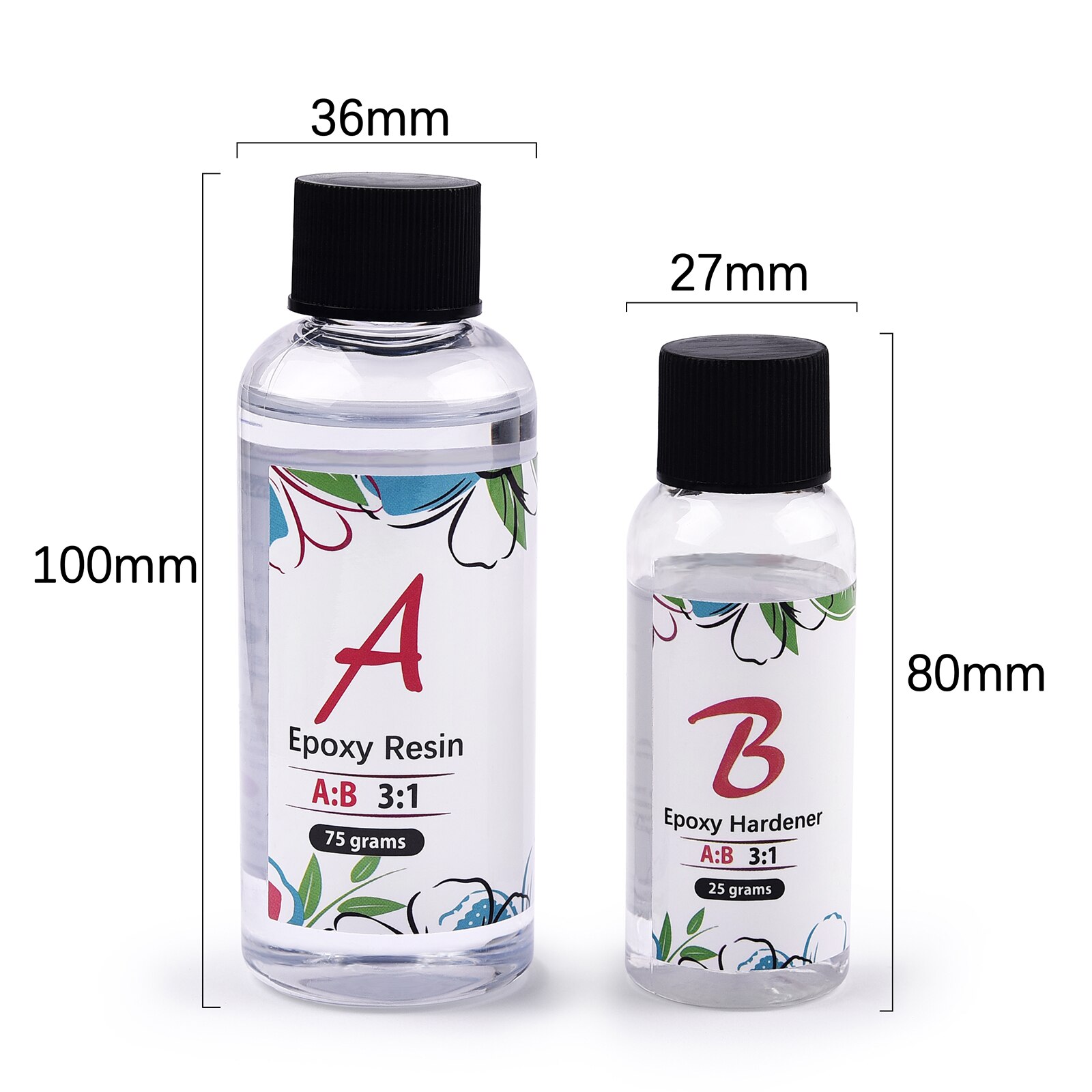 AB Epoxy Resin Complete Kit High Adhesive Glue Crystal Clear Hardener DIY Supplies Art Casting Resin Jewelry Making Accessories: A75g-B25g
