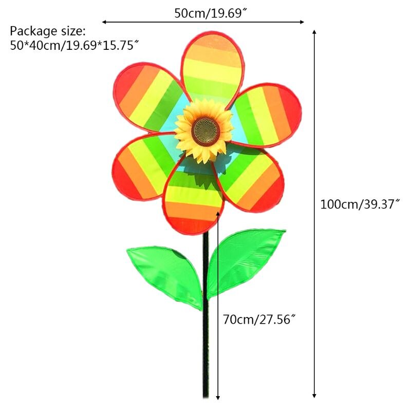 Sunflower Windmill Rainbow Wind Spinner Pinwheel Home Garden Yard Decoration Toy
