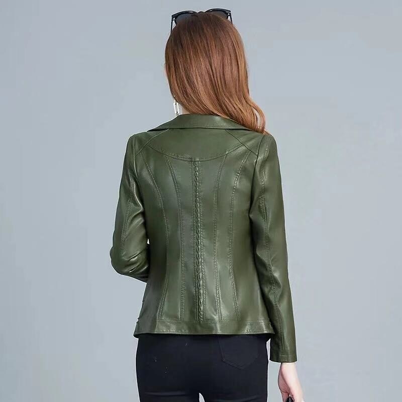 Spring Leather Jacket Women Short Slim Clothing Ladies Motorcycle Leather Jacket Women Coat Leather Plus Size XL-6XL
