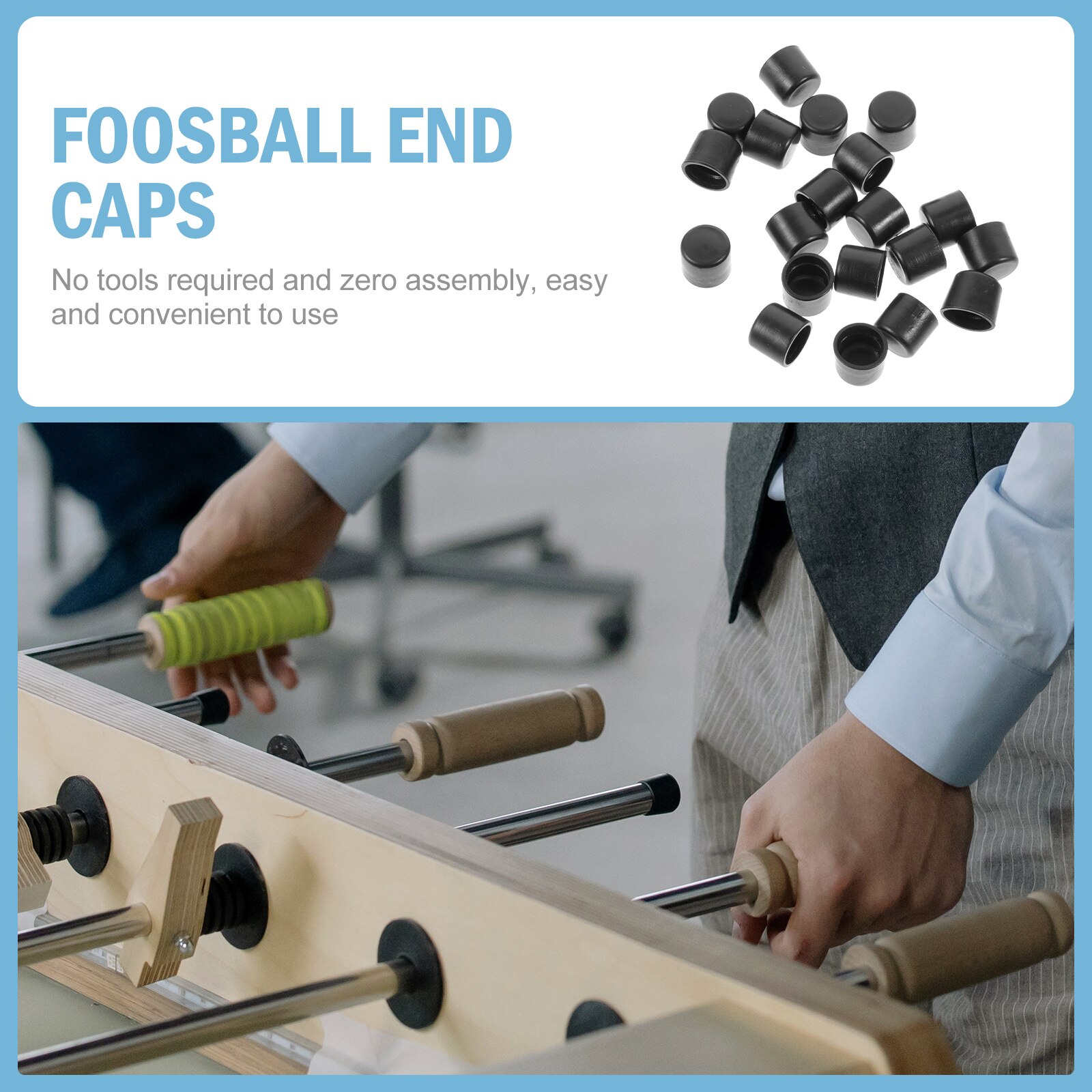 20pcs Foosball End Caps Universal Safety End Caps for Standard Foosball Tables