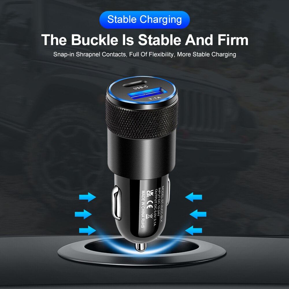 Fast Charging Car USB Charger For Xiaomi redmi note 10 pro Quick Charge 3.0 Type C PD Car Charger Mobile Phone Charge in Car